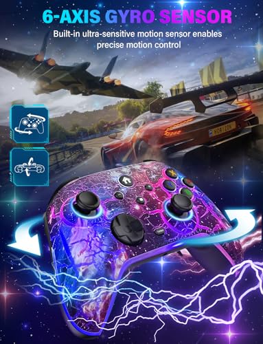 ZRZLMVP Wireless Switch Controllers for Nintendo Switch/OLED/Lite/Switch 2 | 1200mAh Rechargeable Switch Pro Controller, Switch Control with 10 Colors LED Light, Wake Up,Turbo,Vibration,Motion Control - color: Starry Blue