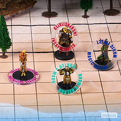 TIDYBOSS DND Ultimate 24" x 36" Game Set | 3X Double Sided 6 Terrains Battle Board | Includes Dry Erase Markers, Eraser, Clips, Dice and 96 Condition Rings | RPG Dungeons and Dragons Set