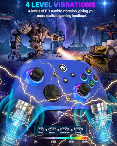 Wireless Switch Pro Controllers for Nintendo Switch/OLED/Lite/Switch 2 | 1200mAh Switch Controller with 10 Color LED Lights, Rechargeable Switch Control with Turbo, Vibration, Motion Control,Wake Up - color: Blue