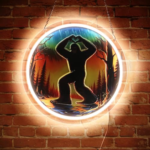 LED Bigfoot Neon Sign Light Up Sasquatch Lights Big Foot Lighted Neon Signs for Bedroom Dorm Hallway Garage Man Cave Bar Kids Gaming Room Funny Wall Decor Art Gifts - color: Bigfoot