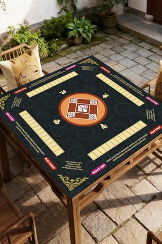 Mahjong Mat for Table, 31.5x31.5Inch American Mahjongg Table Mat (Black1) | Anti-Wrinkle&Foldable Neoprene Mahjongg Travel Mat for Table with Learning Rule, Anti-Slip Noise Reduction Includes Carry Bag - color: Black-12