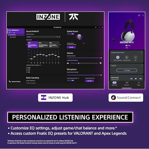 Sony INZONE H9 II Wireless Noise Cancelling Gaming Headset, White | Lightweight, WH-1000XM6 Drivers, Detachable Cardioid Mic, 2.4GHz/BT/3.5mm, Soft Case, PC/PS5/Switch/Mobile, 30 Hr Battery - color: White