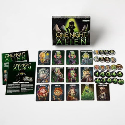 Bezier Games One Night Ultimate Alien, Fun Party Game for Large Groups, Fast-Paced Gameplay, Engaging Social Deduction, Hidden Roles & Bluffing, Great Game for Kids & Families - style: Alien