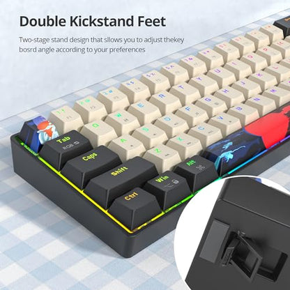 65% Mechanical Keyboard Wired Linear Red Switch RGB Backlight | 65 Percent 68-keys Compact Layout Gaming Keyboard TKL Ultra-Compact Mini RGB Backlit - color: 68 Carbon/Red Switch