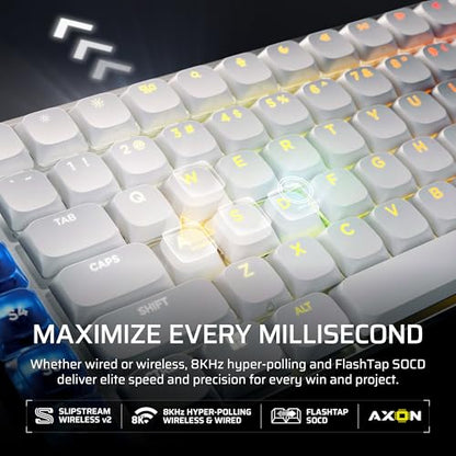Corsair Vanguard AIR 99 Wireless RGB Gaming Keyboard – US QWERTY – White | 99% Layout, Low-Profile, Optical-Mechanical, OPX Switches, 8000Hz, Stream Deck Integration, Flashtap SOCD - color: White