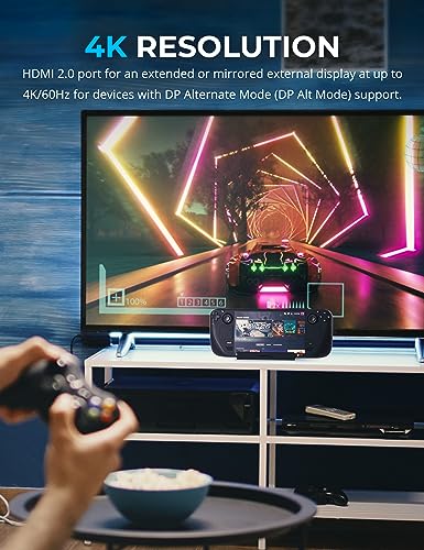 SABRENT Docking Station Compatible with Steam Deck, 7-in-1 Dock with M.2 SSD Slot, HDMI 2.0 4K@60Hz, Gigabit Ethernet, Dual USB-A 3.2 and Single USB 2.0 Ports with 90W USB-C Charging Port - size: Dock with M.2 Slot