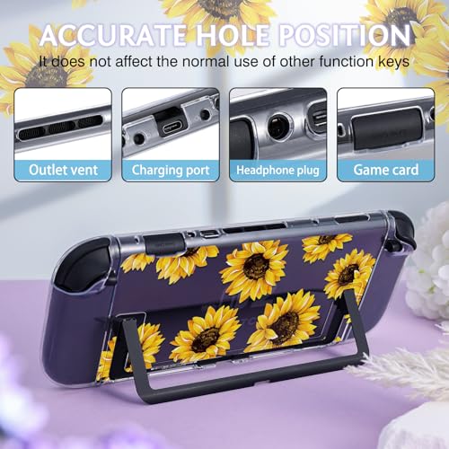DLseego Protective Case Flower Floral Clear Switch 2 (2025), Detachable Joy-Handle Protective Case 2-Piece Split Full Wrap PC Hard Shell Anti-Scratch All-Round Protection Cover, Sunflower, Yellow - color: Yellow