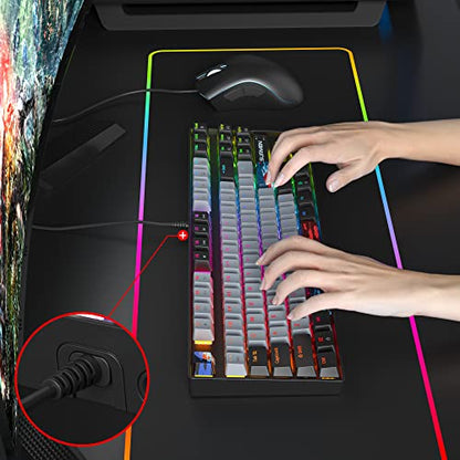 75 Percent Mechanical Gaming Keyboard, 87 Keys RGB Backlit Wired Keyboard TKL Compact Keyboard with Linear Red Switches for Laptop PC PS4 PS5 Xbox Gamer(87 Dolch) - color: 87 Dolch/Red Swicth