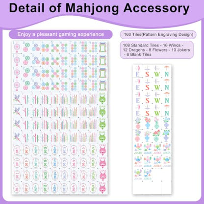 Simgoing 160 Pcs 1.2 Inch American Mahjong Sets Mahjong Tiles Melamine Engraved Multi-Layer Mah Jong Ideal for Home & Party Games, Tiles Only(Modern,Light Purple) - color: Light Purple, style: Modern
