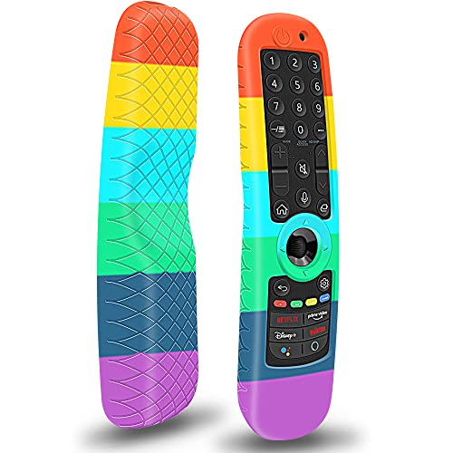 Silicone Case for LG AN-MR21GA 2021 Remote Control [Shockproof] Anti-Slip Protective Cover for LG MR22GA MR23GA MR24GN Magic Remote 2022 2023 2024 Case Sleeve Holder Protector Skin (Rainbow) - color: Rainbow