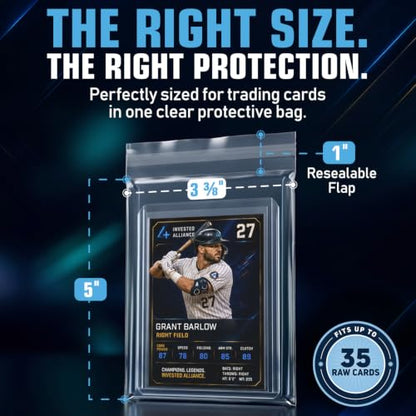 Invested Alliance Resealable Set Team Bags for Trading Cards | Ultra, TCG, Baseball, Sports Card Team Bags Sleeves. Fits Top loaders, Magnetic & Semi Rigid Holders. High Clarity Sleeves.