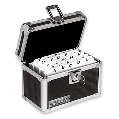 Vaultz VZ01169 Locking Index Card File with Flip Top Holds 350 3 x 5 Cards, Black - color: Black, size: 3 X 5 Inch