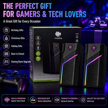 W-206RE RGB Gaming Speakers for PC, Bluetooth & USB Computer Speakers for Desktop PC, Touch Control Stereo Speakers for Monitor & Laptop with 21 LED Light Modes