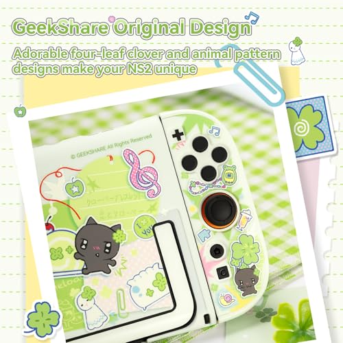 GeekShare Slim Protective Case Compatible with Switch 2 (2025), Anti-Scratche and Shock-Absorption Dockable Hard Shell for Switch 2 Game Console - Lucky Clover Memo - color: Lucky Clover Memo