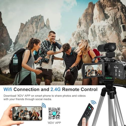 Acuvar 4K Video Camera Camcorder with 48MP – Vlogging Camera for YouTube, 60FPS, 18X Zoom, WiFi, Night Vision, Mic, Stabilizer, Tripod, 64GB Storage Kit - style: Premium Kit