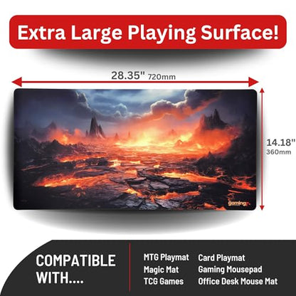 The Gaming Mat Company Single Player MTG Playmat & Mouse Pad – 28" x 14" Lava Valley Gaming Mouse Pad Compatible with Magic: The Gathering playmats, MTG Cards, TCG Gaming mat - color: Lava Valley