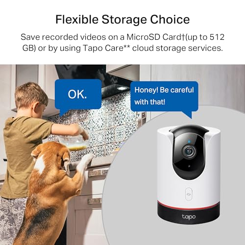 TP-Link Tapo 2K QHD Pan/Tilt Wi-Fi Camera | Apple HomeKit | Physical Privacy Mode | Color Night Vision | Motion Tracking | 2-Way Audio | Local/Cloud Storage | Works w/Alexa&Google Home | (Tapo C225) - style: 2K QHD, HomeKit Compatible