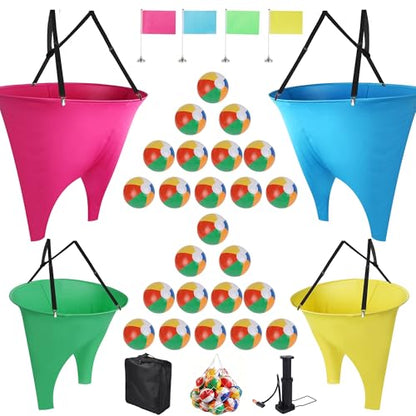 24Pcs Granny Pants Yard Game Funny Field Day Outdoor Games for Adults Kids and Family Gaint Pant Set for Brithday Party Tossing Games Activities for Groups - size: 2 Large+ 2 Small
