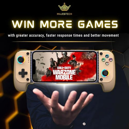 MAJESTECH (LIMITED EDITION) Phone Game Controller For iPhone/Android, RGB Hall Joystick, Mechanical Trigger, Xbox Cloud/Playstation Remote Play/Call of Duty/Roblox Wireless Bluetooth Mobile Gaming Gamepad