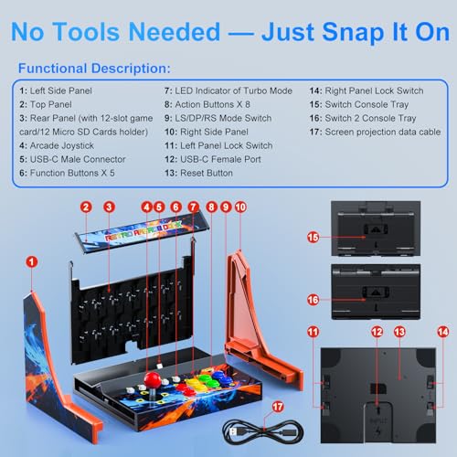 Switch Arcade Stick for Switch and Switch 2 Console, Retro Arcade Machine with Screenshot Button (Screen Not Included)