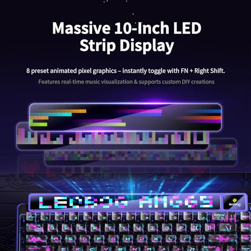 x Aula AMG65 Mechanical Gaming Keyboard with Dual Screen, 65% Wireless Small Custom Keyboard RGB, Bluetooth/2.4G/Wired, Rapid Trigger, Hot Swappable for Windows Laptop PC Mac - Purple - color: Purple
