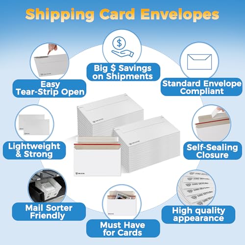 110-Pack Card Shipping Envelopes - 7 x 4.35 Inches Trading Cards Self-Adhesive Mailers, Perfect Fit for Semi-Rigid Sleeves, Toploaders & Ding Defend Protectors - Hobby Mailing Supplies - color: White - 110 Pack