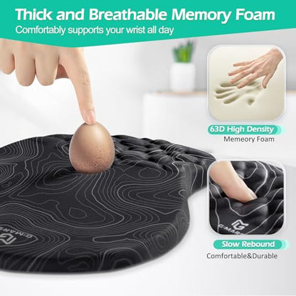 Gimars Upgrade Ergonomic Mouse Pad Wrist Rest with Memory Foam Massage Bump, Enlarge [ 30% Larger Moving Space] Mouse Pad Wrist Support with Nonslip PU Base for Laptop, Computer, Gaming & Office - color: Map-round