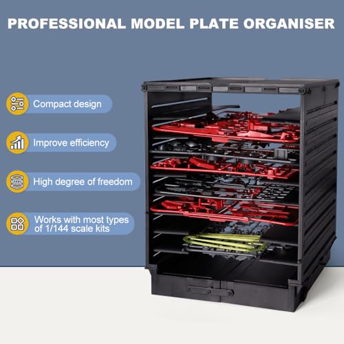 PLAMOKOJO DIY Model Shelf Stand,Plastic Parts Shelf, Plate Rack, Tool Storage Container for Hobby Making Parts, Suitable for 1/144Boards,Organize - style: Model stand