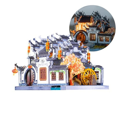 MU 3D Metal Puzzle for Adult Chinese Landscape Architecture Anhui Style Gardens, Jigsaw DIY Miniature Model Kits for Beginner Building Birthday Gift, 124pcs - color: Anhui Style