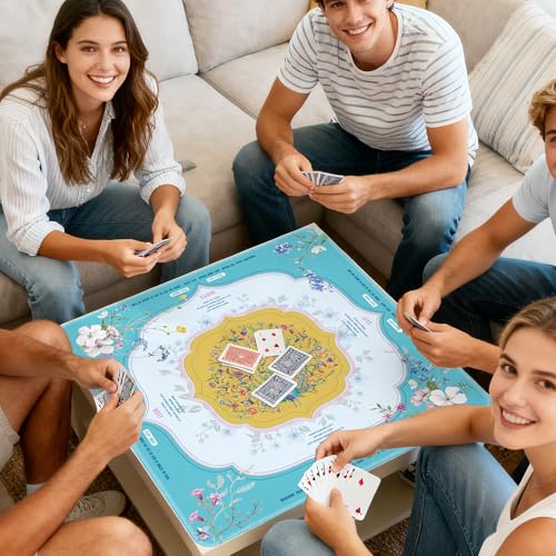 KUNTE Mahjong Mat, Turquoise, 32"x32" | Non-Slip, Quiet, Waterproof, Foldable, For American Mahjong - color: Turquoise