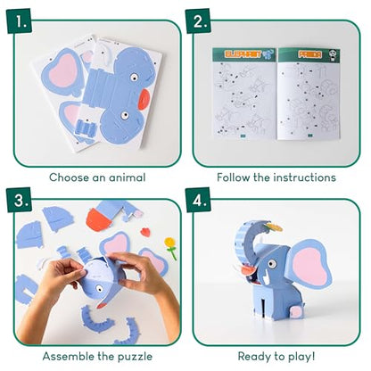 BONNYCO 3D Puzzles for Kids Toys Jungle Animals Pack 8. 3D Puzzle Jigsaw 6-8 9-13, Educational Girl and Boy Toys. Gifts for Kids Activity, Birthday Gifts for Boys. Rompecabezas 3-D Foam, Christmas