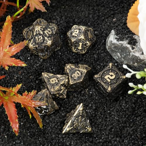 Surpass DND dice Set Metal dice Role Playing Polyhedral Dice Dungeons and Dragons Gifts Pathfinder d&d dice 7piece Set Bronze (Antique Bronze) - color: Antique Bronze