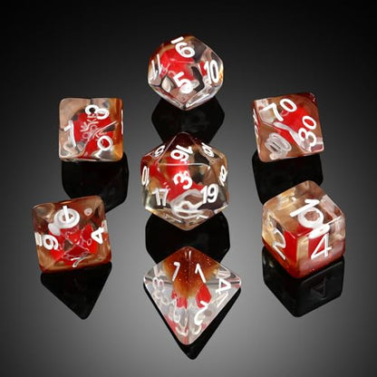 Cola DND Dice, DNDND 7PCS Resin DND Dice Set with Velvet Bag for D&D Role Playing Games and Tabletop Games（Cola - color: Cola