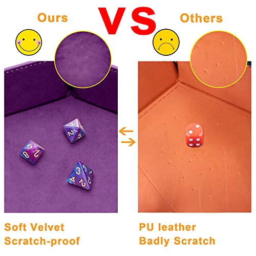 SIQUK 4 Pieces Dice Tray Hexagon Dice Roller Tray Folding PU Leather Dice Trays for Dice Games Like RPG, DND and Other Table Games(Dark Green, Violet, Red, Black) - color: Dark Green, Violet, Red, Black