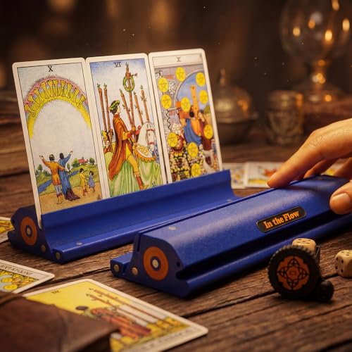 Expandable Tarot Card Holders for Adults, Tarot Reading Poker Night UNO Family Game Night Tabletop Play and Gift Giving, Premium PLA Card Stand 2-Pack - Royal Blue, 8.82 x 2.73 x 1.3 in