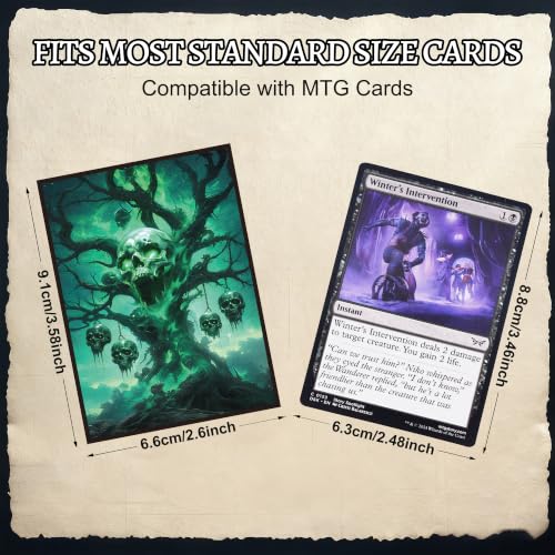 Kabinka MTG Card Sleeves - 100 Standard Size Pack Clear Front & Matte Finish Back with Skull Tree, Premium Sleeves for Magic The Gathering TCG