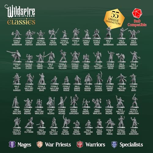 Mercenary Guild II - Essential Heroes - 55 Hero, Player Characters, NPC for DND Miniatures Bulk I 28mm Dungeons Dragons D&D Miniatures I DND Minis D&D Figures I Pathfinder, Daggerheart, Realm Reforged