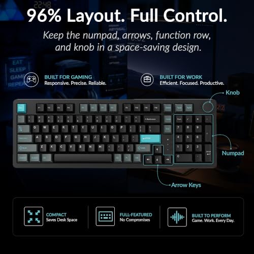 Keychron J3 HE Wireless Hall Effect Magnetic Switch Keyboard, 96% Layout with Numpad & Knob, Rapid Trigger, 1000Hz Polling Rate, Web Customizable RGB Keyboard for Mac Windows Linux