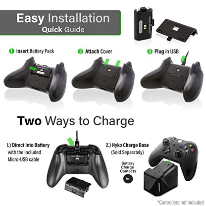 Nyko Xbox One Power Kit Plus - Rechargeable Battery Kit w/ 2 Batteries, Micro-USB Cable for Xbox one Controllers ONLY– Not Compatible w/Xbox S/X – Not Compatible w/Xbox Controllers w/Home Button