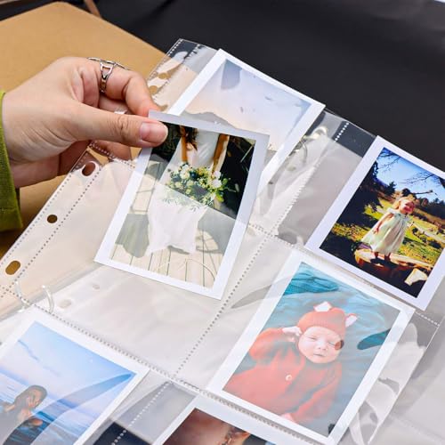 Mogoostry A4 Clear Sheet Protectors 6 Pockets Binder Sleeves 20 Sheets 11 Holes Top Open Photocard Refill Page Protector - color: 6-pocket