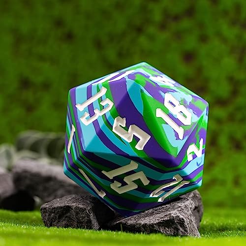 55mm Silicone D20 DND Dice, Large D20 Single 20 Sided D&D Dice | Soft & Comfortable Touch, Perfect Bouncer, Gift Box, Compatible with Dungeons and Dragons RPG Bar Pub Club Party Games - color: Tricolor Camo