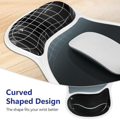 AKIT Ergonomic Mouse Pad and Keyboard Wrist Rest, Gel Wrist Rest for Computer Keyboard, Non-Slip Base, Pain Relief, Mousepad Set for Gaming, Home and Office, Gradient Black - color: Gradient Black