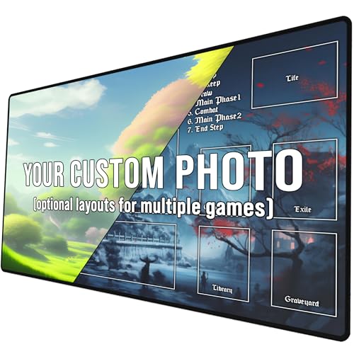 Ships Next Day, Made in USA - Custom Collectible Card Game Playmat - Tournament-Legal TCG Mat with Your Own Design - Non-Slip Rubber Base & Smooth Surface - Choose Your Layout