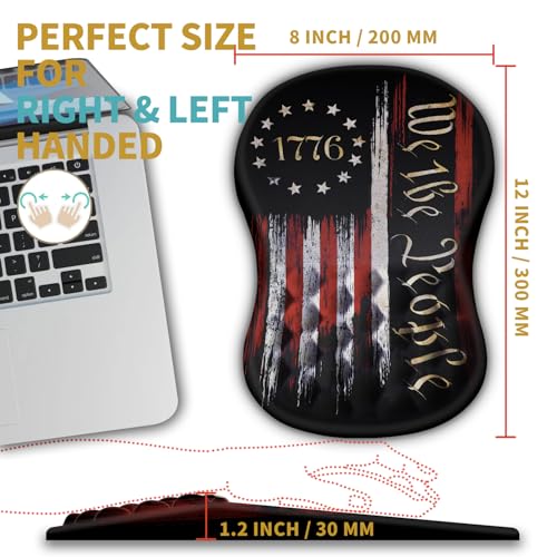 Hokafenle Ergonomic Mouse Pad Wrist Support with Massage Design, Wrist Rest Pain Relief Mousepad with Memory Foam&Non-Slip PU Base, Mouse Pads for Wireless Mouse & Desk (12x8 inch,Flag) - color: HK029-Flag