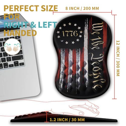 Hokafenle Ergonomic Mouse Pad Wrist Support with Massage Design, Wrist Rest Pain Relief Mousepad with Memory Foam&Non-Slip PU Base, Mouse Pads for Wireless Mouse & Desk (12x8 inch,Flag) - color: HK029-Flag
