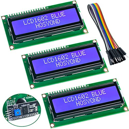 Hosyond 3pcs I2C IIC 1602 LCD Display Module 16x02 LCD Screen Module for Arduino Raspberry Pi - size: I2C LCD 1602