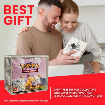 EVORETRO Booster Box Acrylic Case Protector for Pokemon, Magnetic Lid | 1 Pack | 4mm Thick | UV-Resistant & Acid-Free | Crystal-Clear Scratch-Resistant Display | Snug Fit for Sealed Booster Boxes - style: Booster Magnet (1)