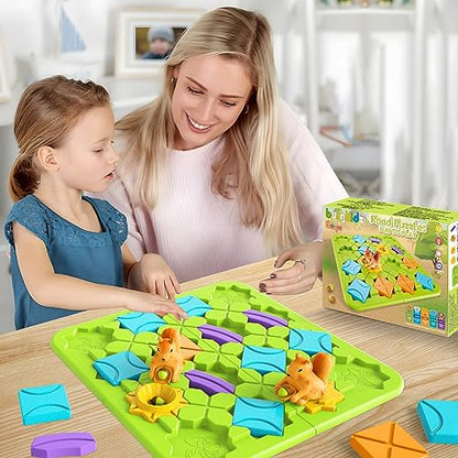 burgkidz Road Builder STEM Toys: 118 Challenges Board Games & Maze Puzzles | Squirrel Logic Track Building Blocks for Kids Ages 4 8 Montessori Educational Brain Teaser Birthday Gifts for Boys Girls - size: medium size