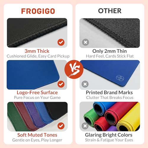 FROGIGO Solid Color TCG Playmat with Carry Bag, 24 x 14 in, 3mm Thick Stitched-Edge Card Game Mat, Non-Slip Rubber Base, No-Logo Play Mat for Trading Card & Tabletop Games - Royal Purple - color: Royal Purple
