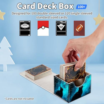 for MTG Commander Deck Box,Card Deck Box for Trading Yugioh MTG,Fits 100 Double Sleeved Cards,PU Leather Strong Magnet Case for Magic Commander TCG CCG,Black Glitter Cat - color: Black Glitter Cat